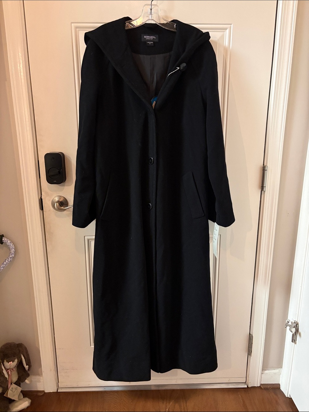 Bernardo Black Hooded Longline Trench Coat